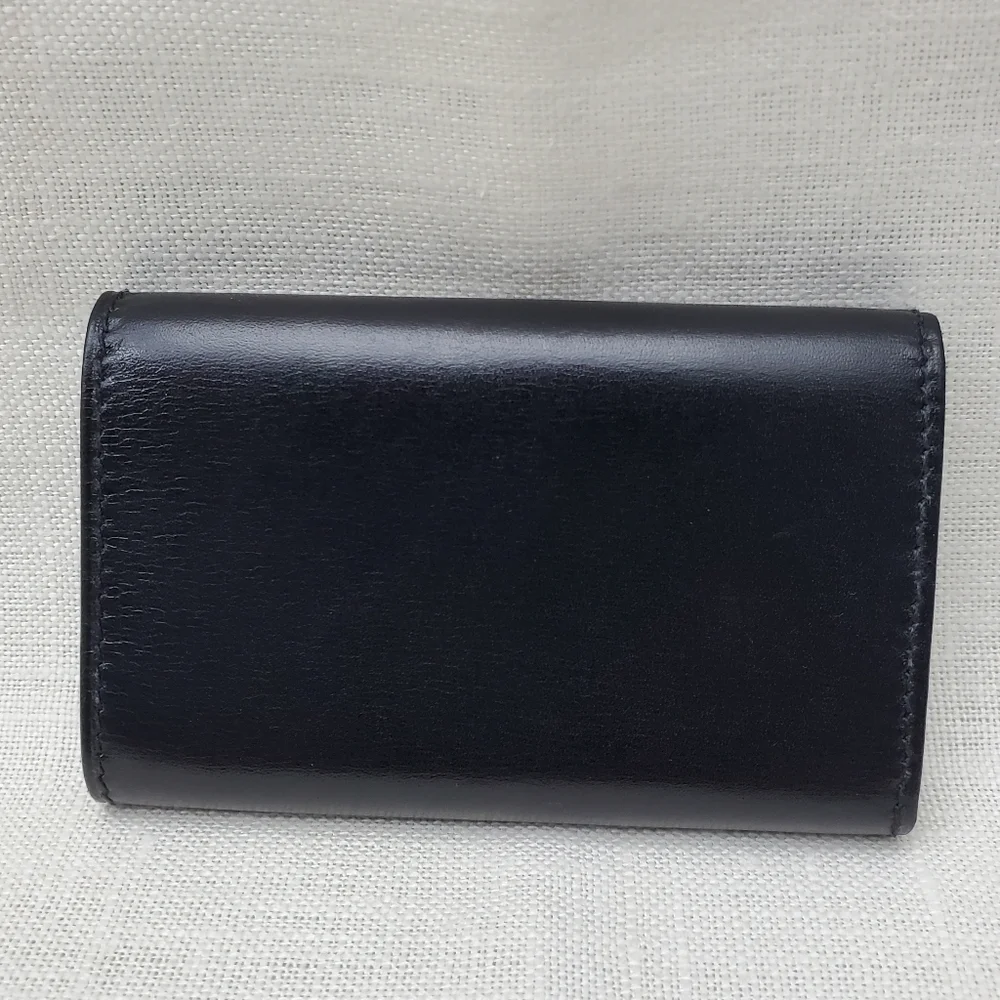 Mark Cross 1845 Leather Key Case Black and Brass Key Holder